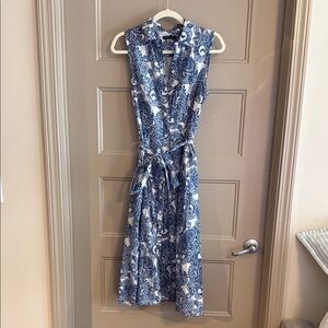 Blue and White Sleeveless Dress
